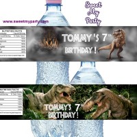 Dinosaur water bottle labels, (no.163,165 jurassic)